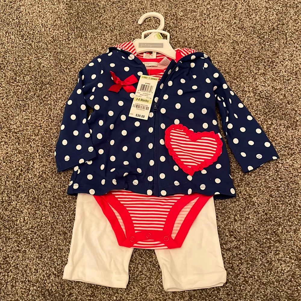 NWT first impressions three piece outfit- 3-6 mon